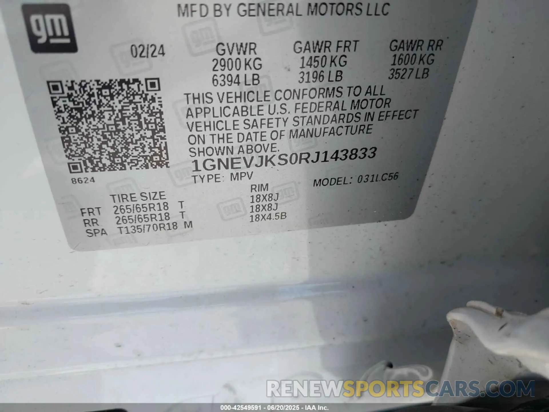 9 Photograph of a damaged car 1GNEVJKS0RJ143833 CHEVROLET TRAVERSE 2024