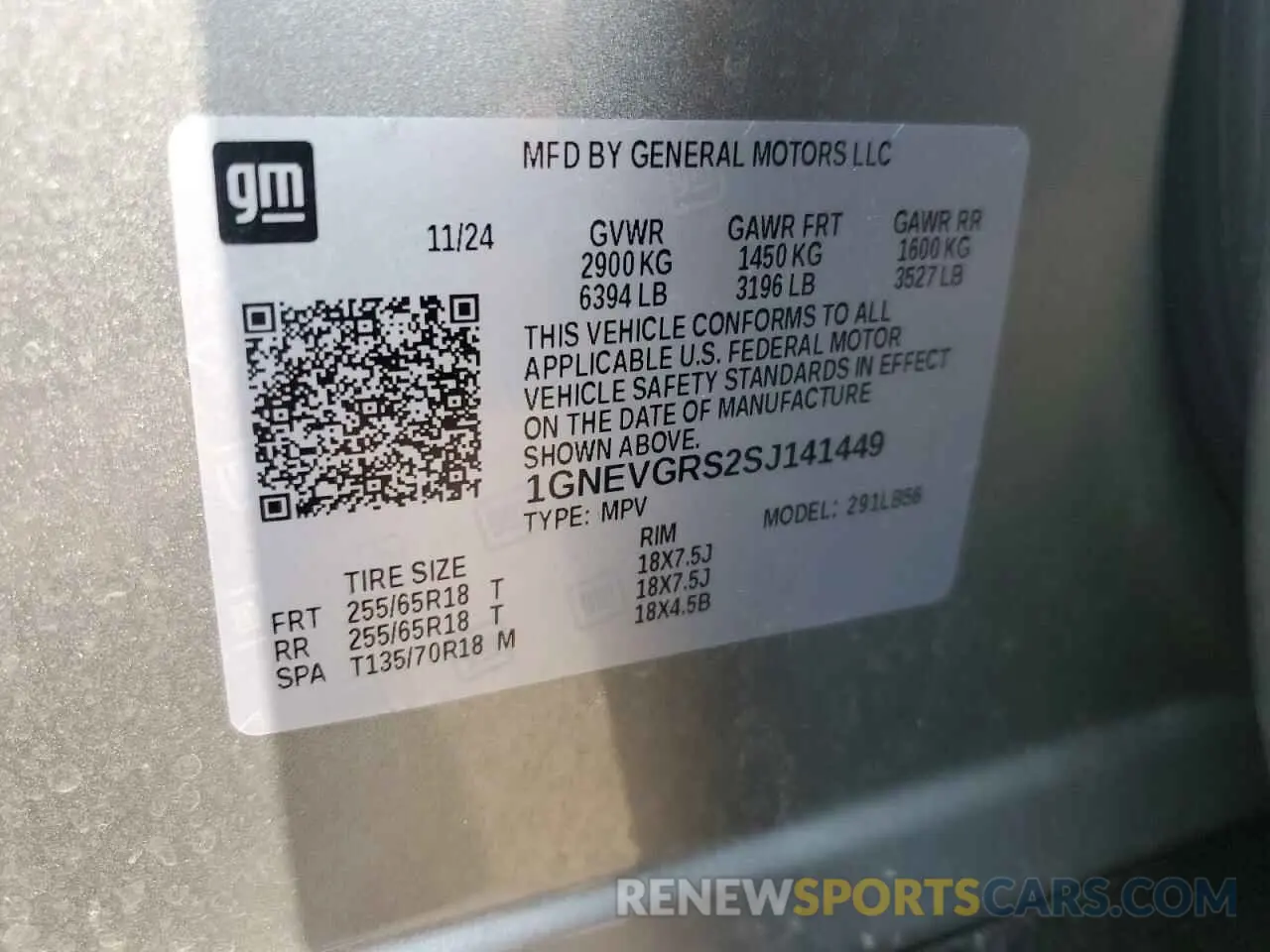 13 Photograph of a damaged car 1GNEVGRS2SJ141449 CHEVROLET TRAVERSE 2025