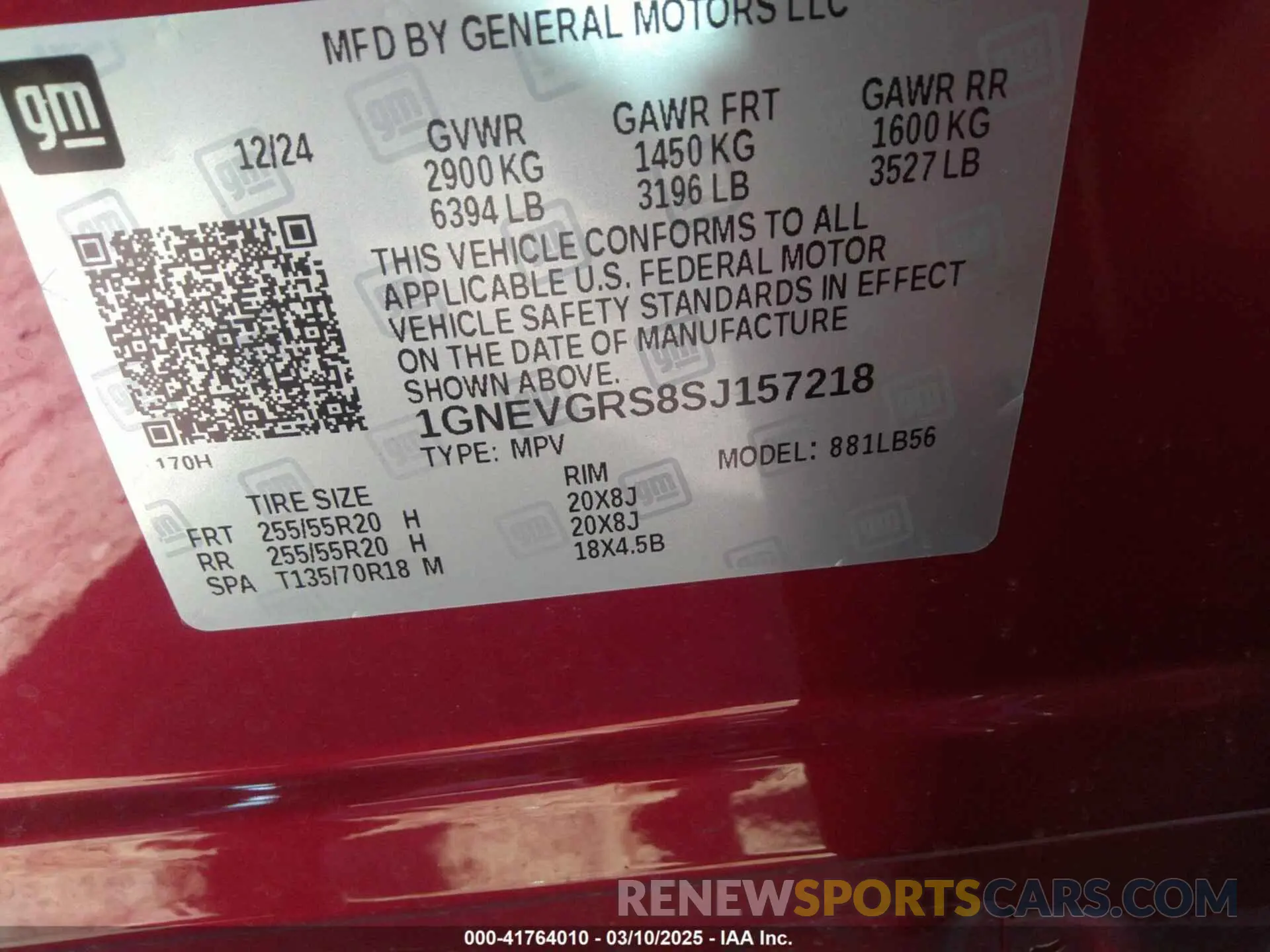 9 Photograph of a damaged car 1GNEVGRS8SJ157218 CHEVROLET TRAVERSE 2025
