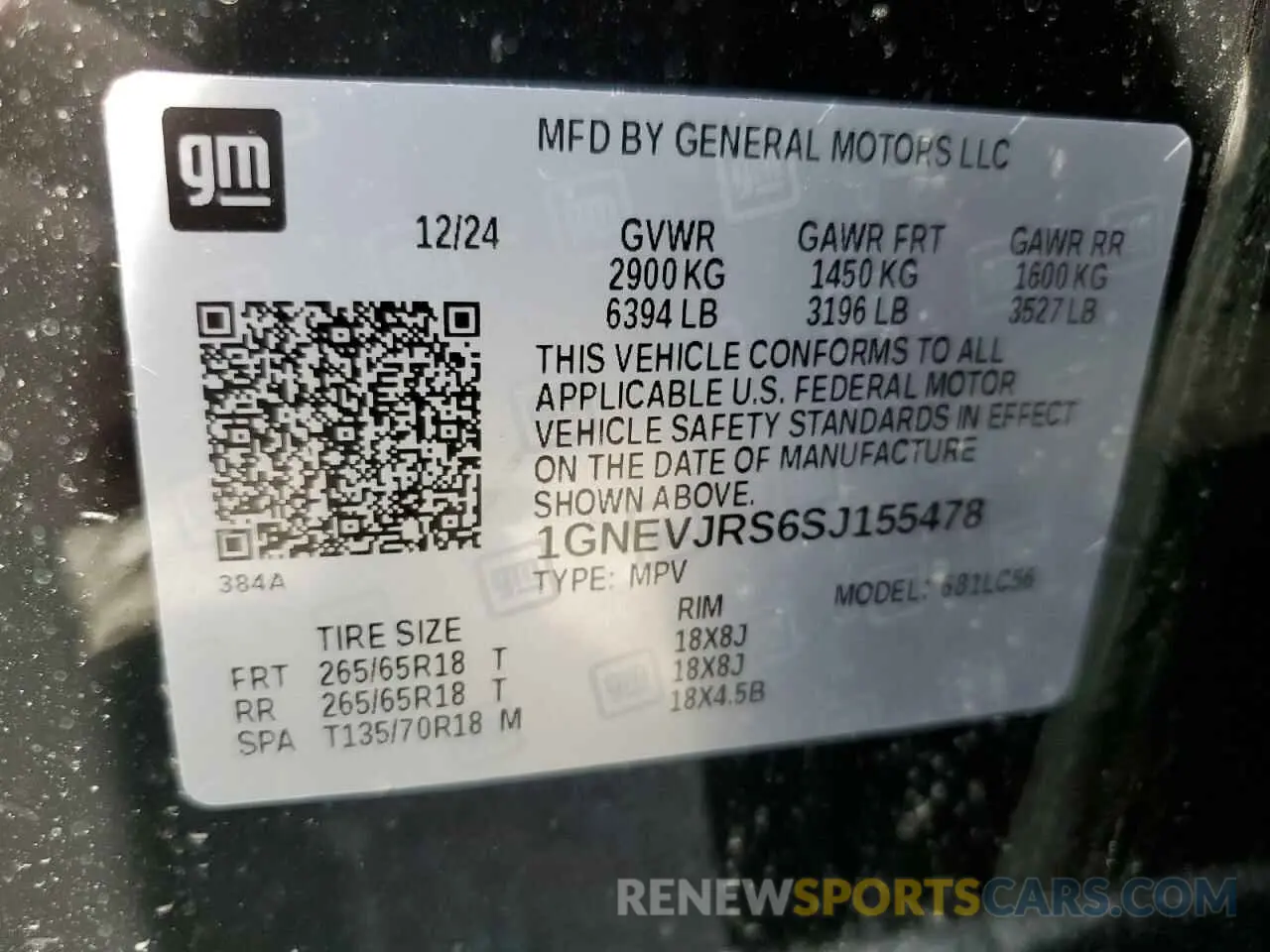 13 Фотография поврежденного автомобиля 1GNEVJRS6SJ155478 CHEVROLET TRAVERSE Z 2025