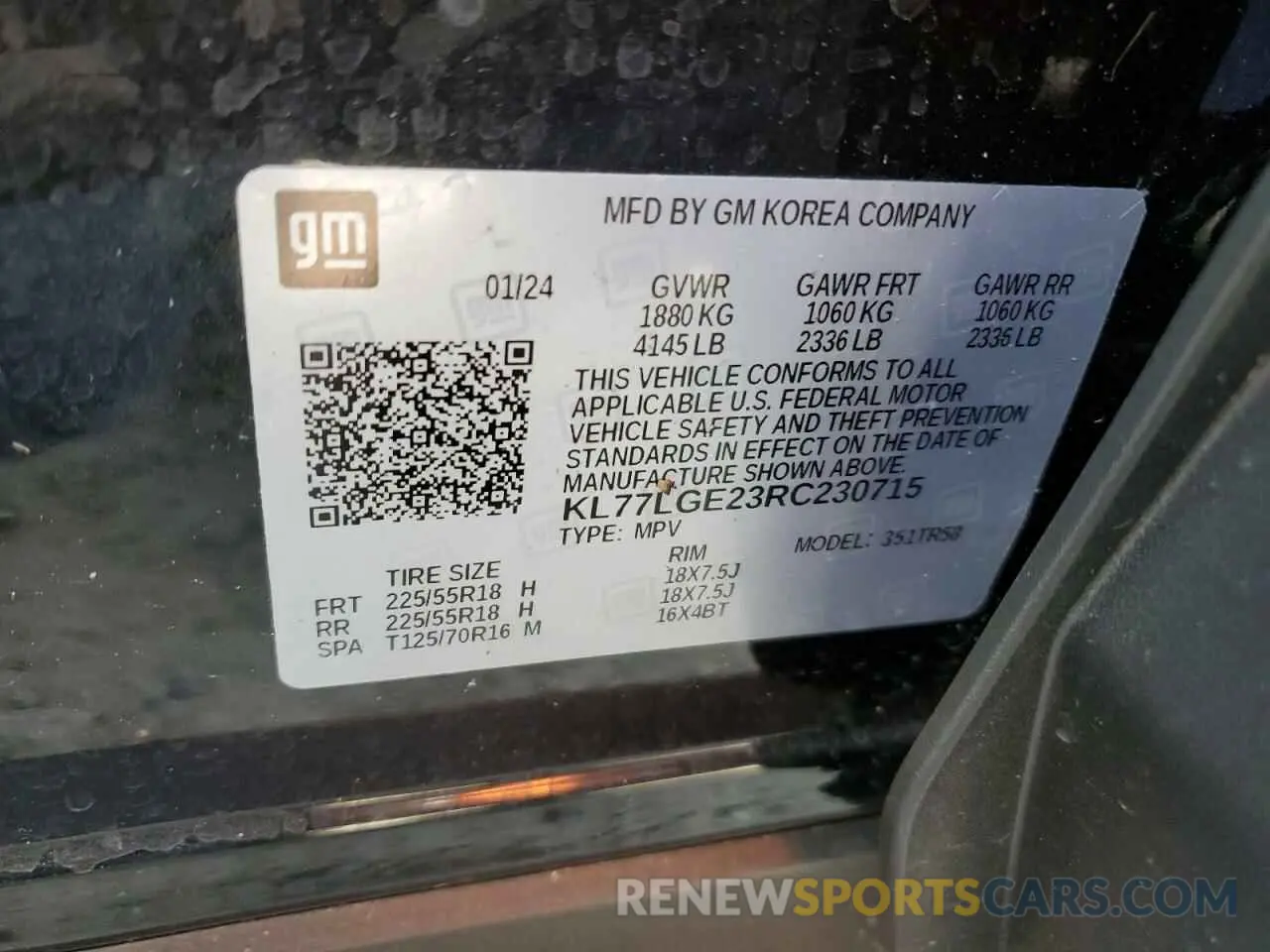14 Фотография поврежденного автомобиля KL77LGE23RC230715 CHEVROLET TRAX 1RS 2024