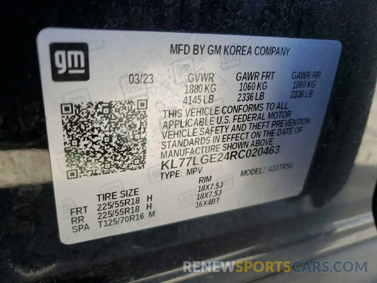 14 Photograph of a damaged car KL77LGE24RC020463 CHEVROLET TRAX 1RS 2024