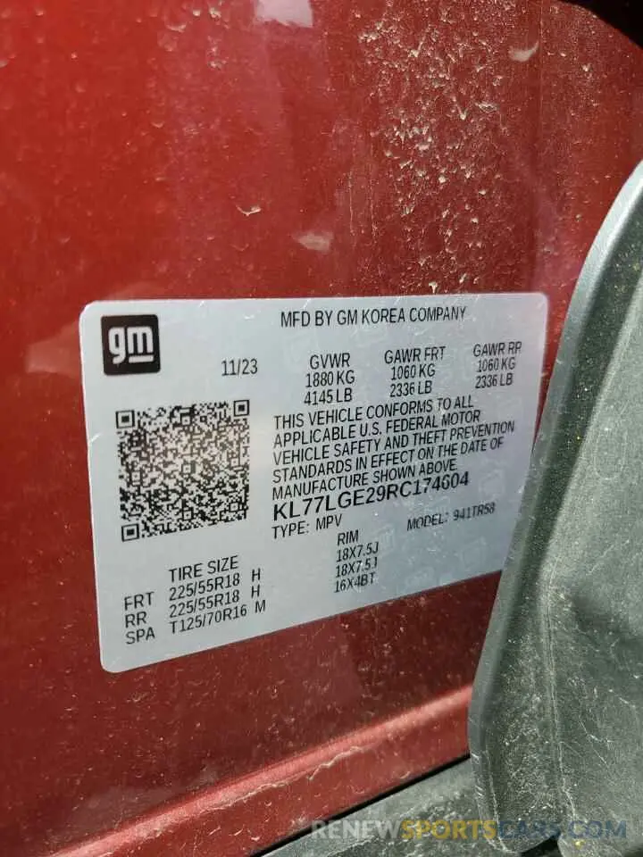 14 Фотография поврежденного автомобиля KL77LGE29RC174604 CHEVROLET TRAX 1RS 2024