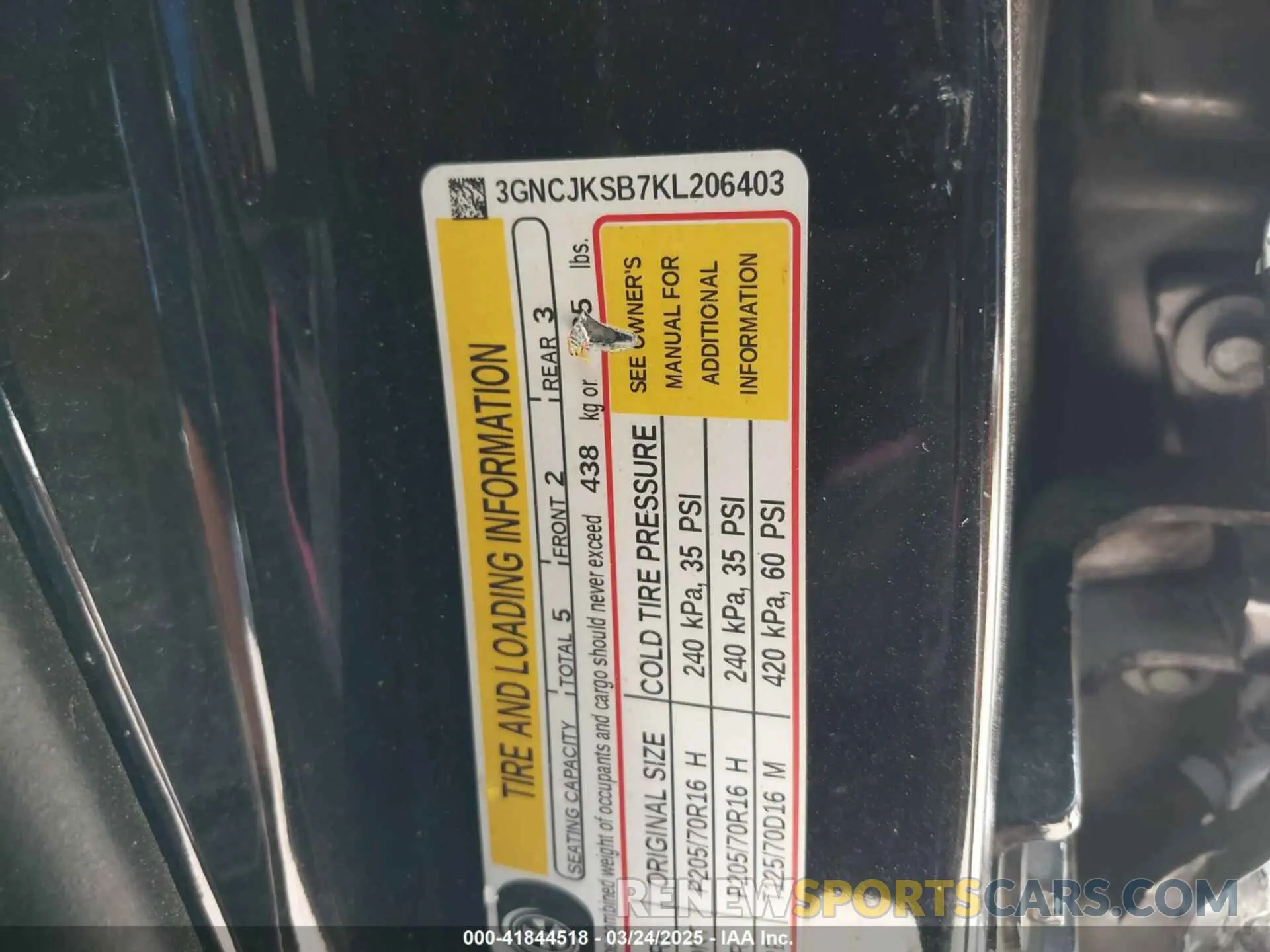 9 Photograph of a damaged car 3GNCJKSB7KL206403 CHEVROLET TRAX 2019