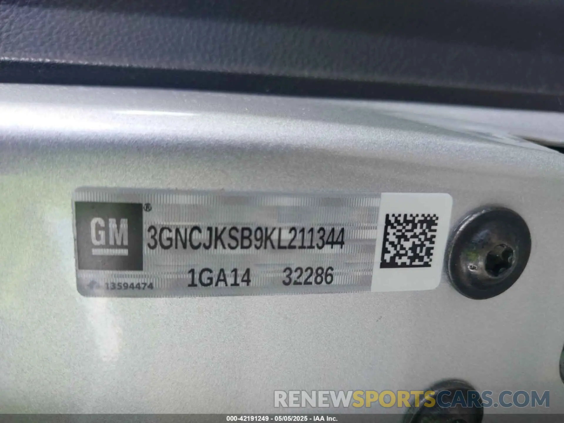 9 Photograph of a damaged car 3GNCJKSB9KL211344 CHEVROLET TRAX 2019