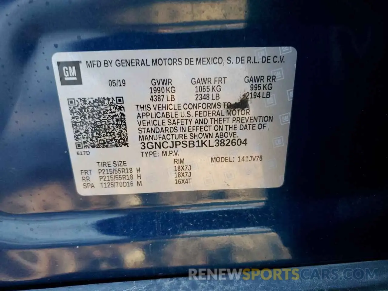 15 Фотография поврежденного автомобиля 3GNCJPSB1KL382604 CHEVROLET TRAX 2019