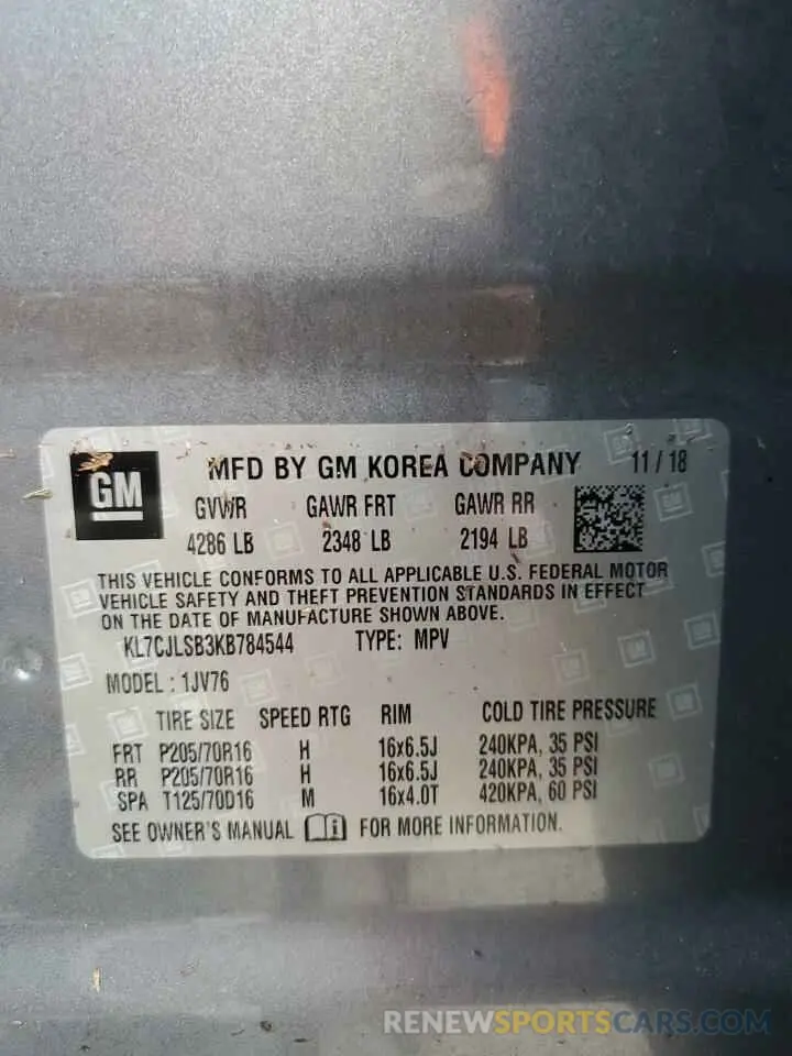 14 Фотография поврежденного автомобиля KL7CJLSB3KB784544 CHEVROLET TRAX 2019