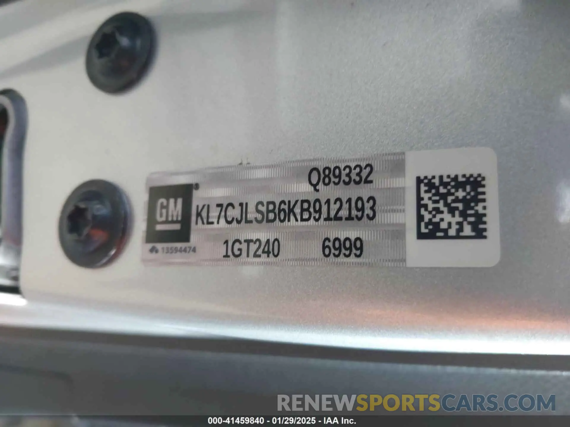 9 Photograph of a damaged car KL7CJLSB6KB912193 CHEVROLET TRAX 2019