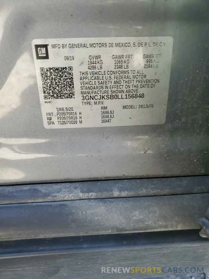 15 Photograph of a damaged car 3GNCJKSB0LL156848 CHEVROLET TRAX 2020