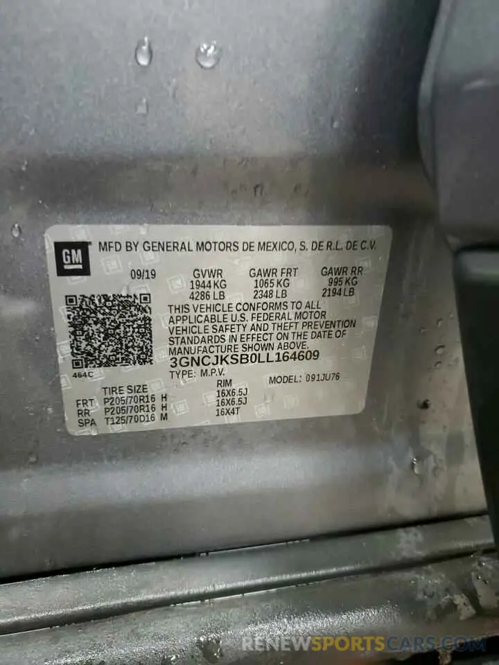14 Фотография поврежденного автомобиля 3GNCJKSB0LL164609 CHEVROLET TRAX 2020
