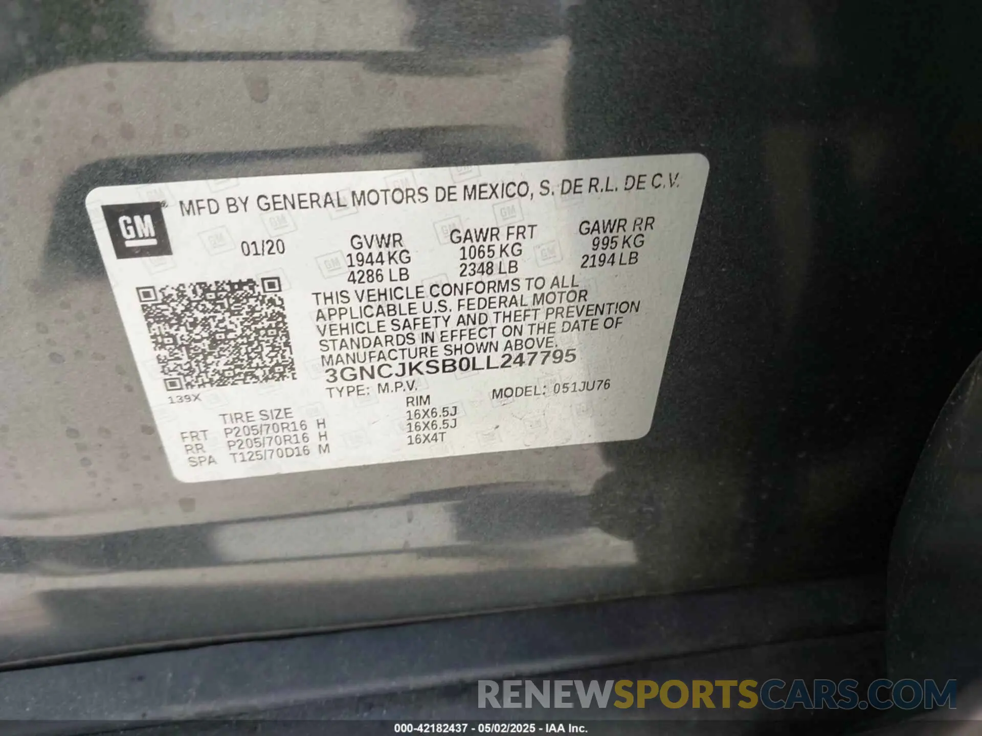 9 Photograph of a damaged car 3GNCJKSB0LL247795 CHEVROLET TRAX 2020