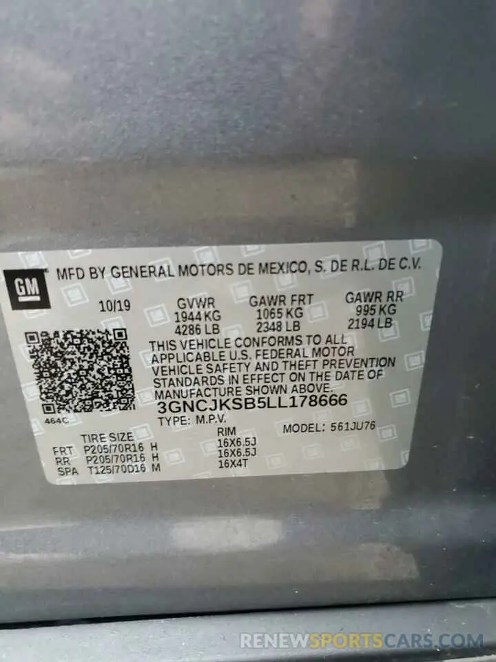 13 Фотография поврежденного автомобиля 3GNCJKSB5LL178666 CHEVROLET TRAX 2020