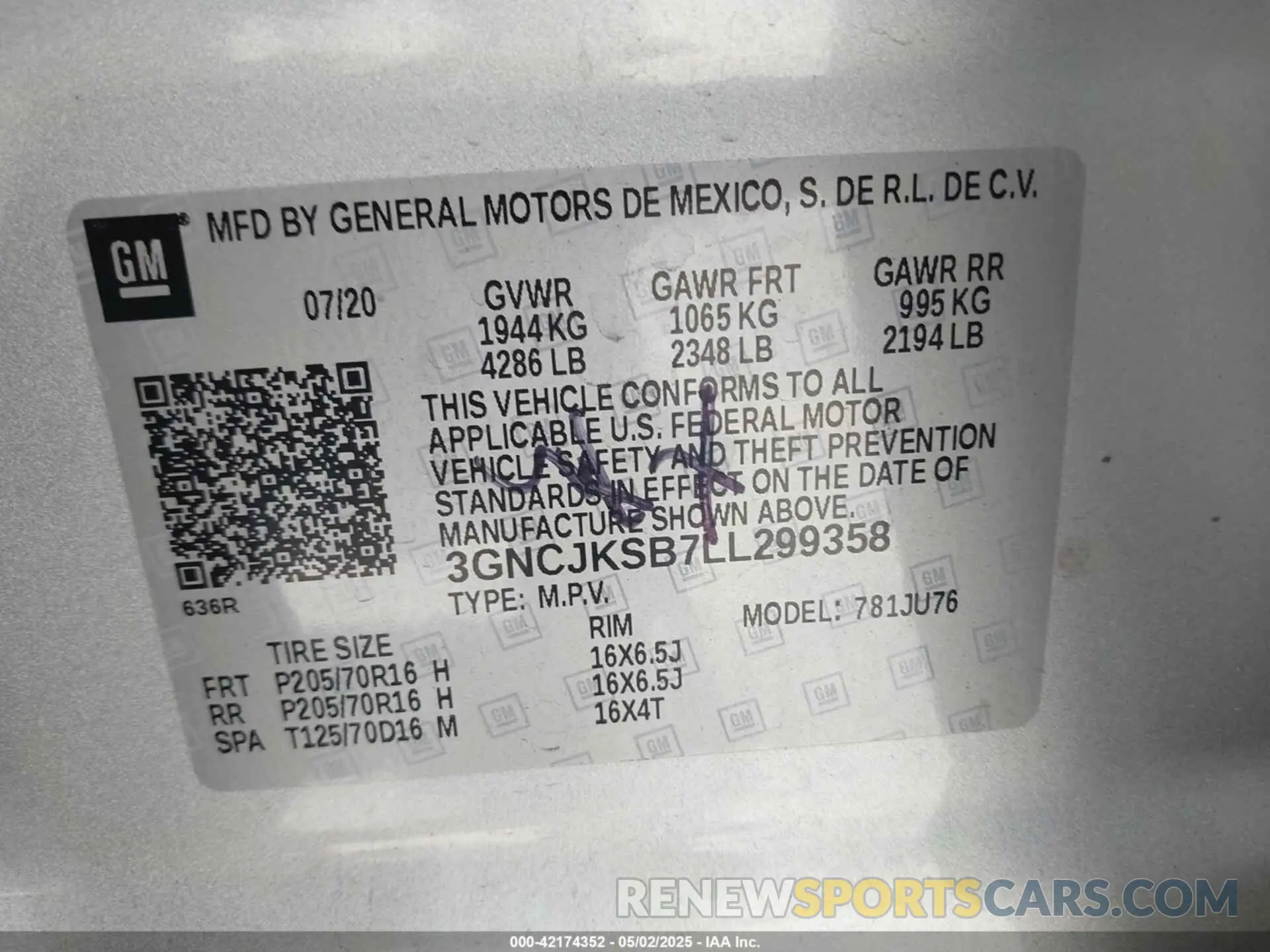 9 Photograph of a damaged car 3GNCJKSB7LL299358 CHEVROLET TRAX 2020