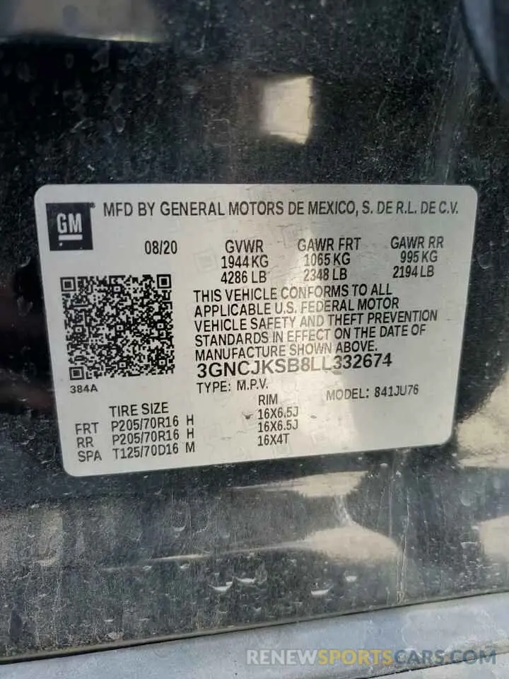 12 Photograph of a damaged car 3GNCJKSB8LL332674 CHEVROLET TRAX 2020