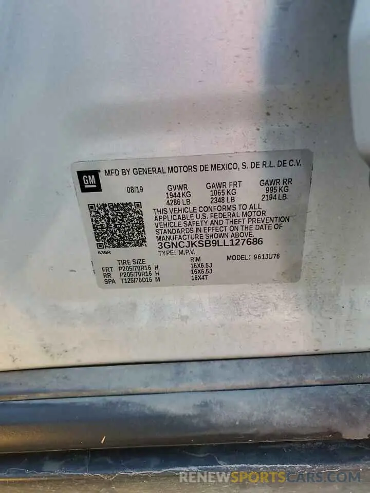 14 Фотография поврежденного автомобиля 3GNCJKSB9LL127686 CHEVROLET TRAX 2020