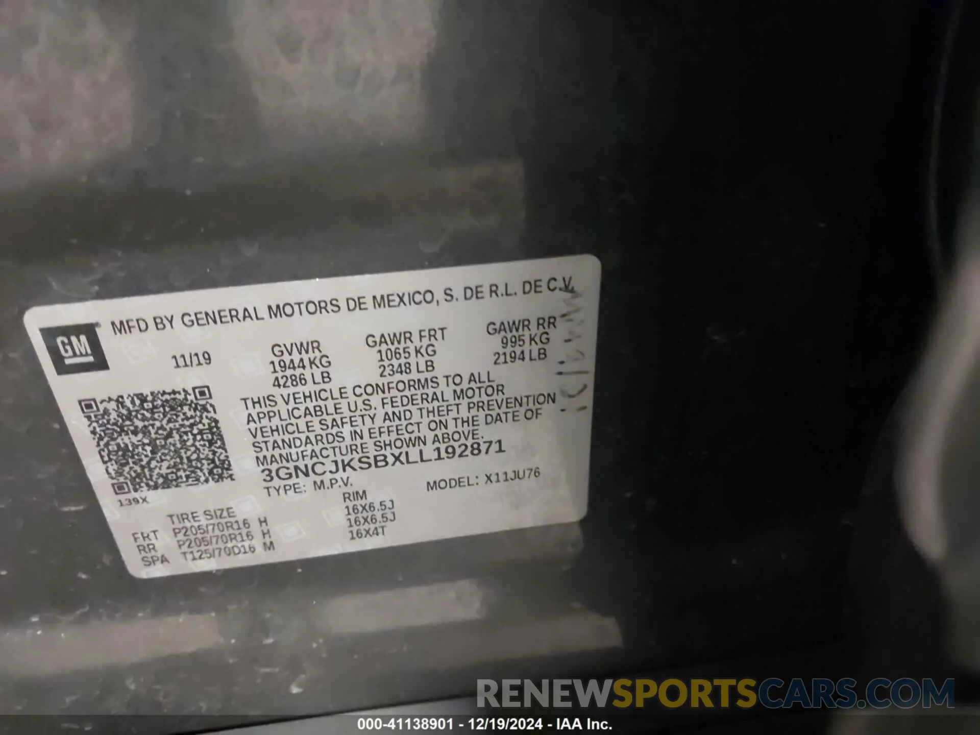 9 Фотография поврежденного автомобиля 3GNCJKSBXLL192871 CHEVROLET TRAX 2020