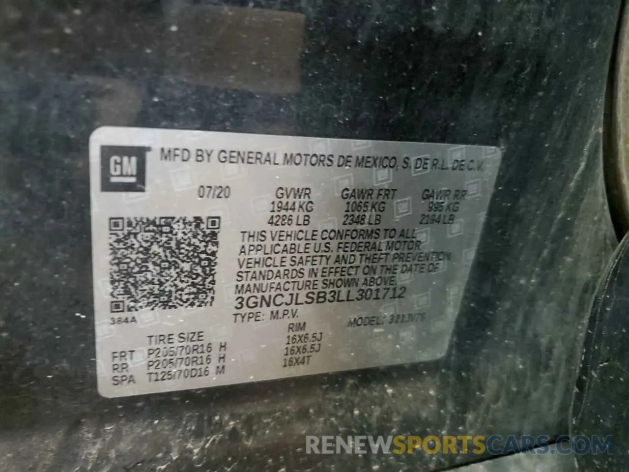 12 Фотография поврежденного автомобиля 3GNCJLSB3LL301712 CHEVROLET TRAX 2020
