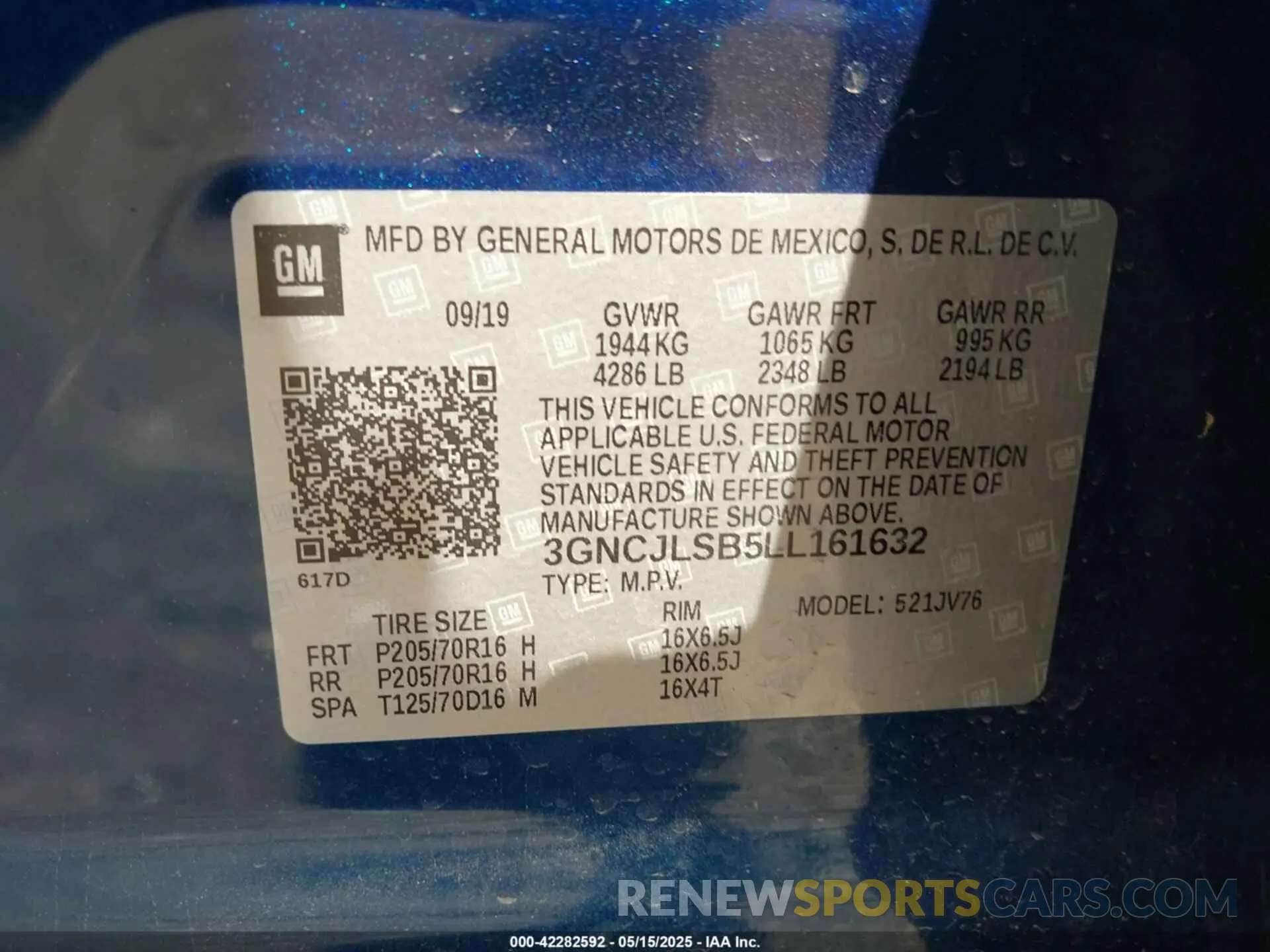 9 Фотография поврежденного автомобиля 3GNCJLSB5LL161632 CHEVROLET TRAX 2020