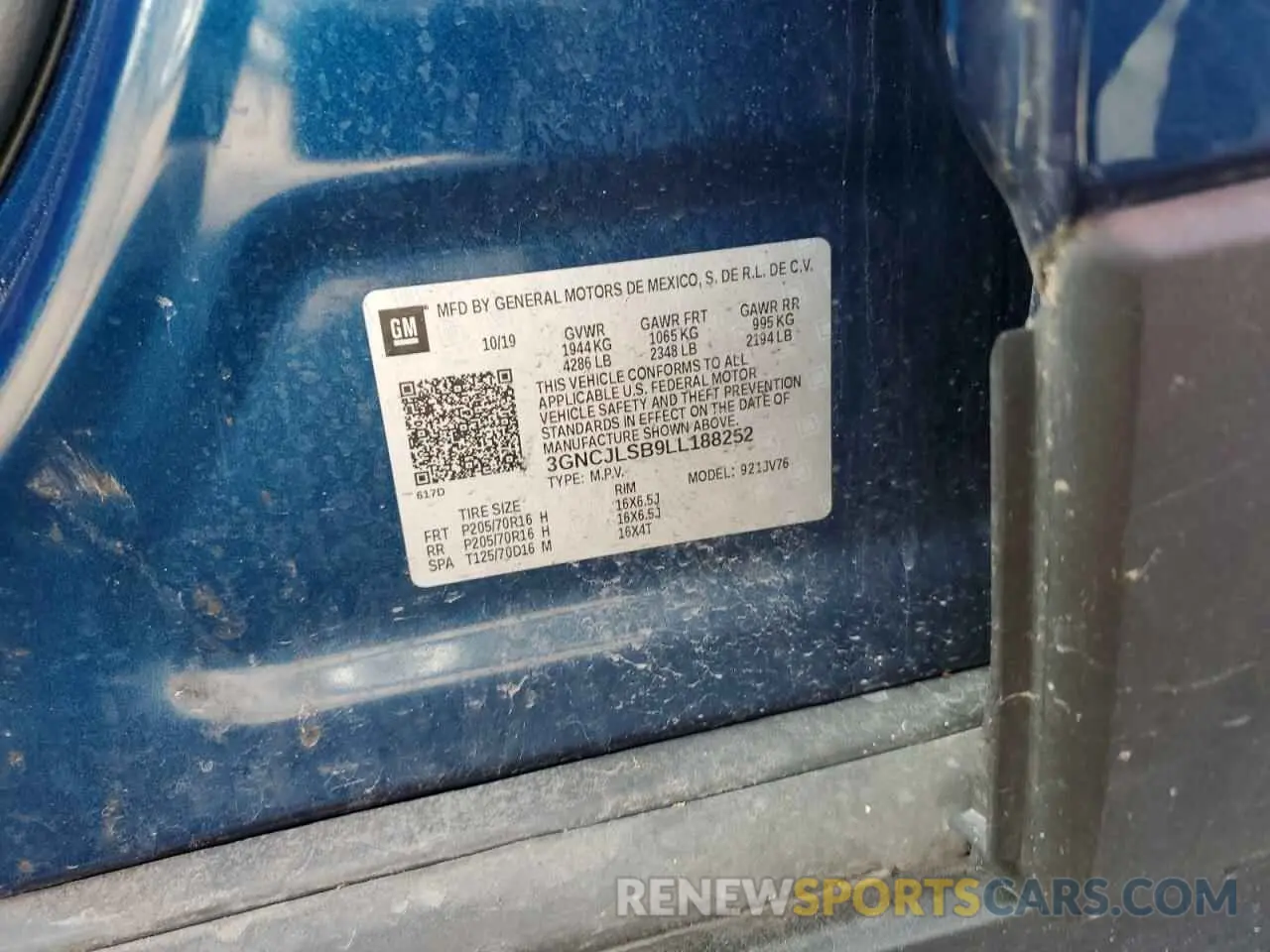 12 Photograph of a damaged car 3GNCJLSB9LL188252 CHEVROLET TRAX 2020