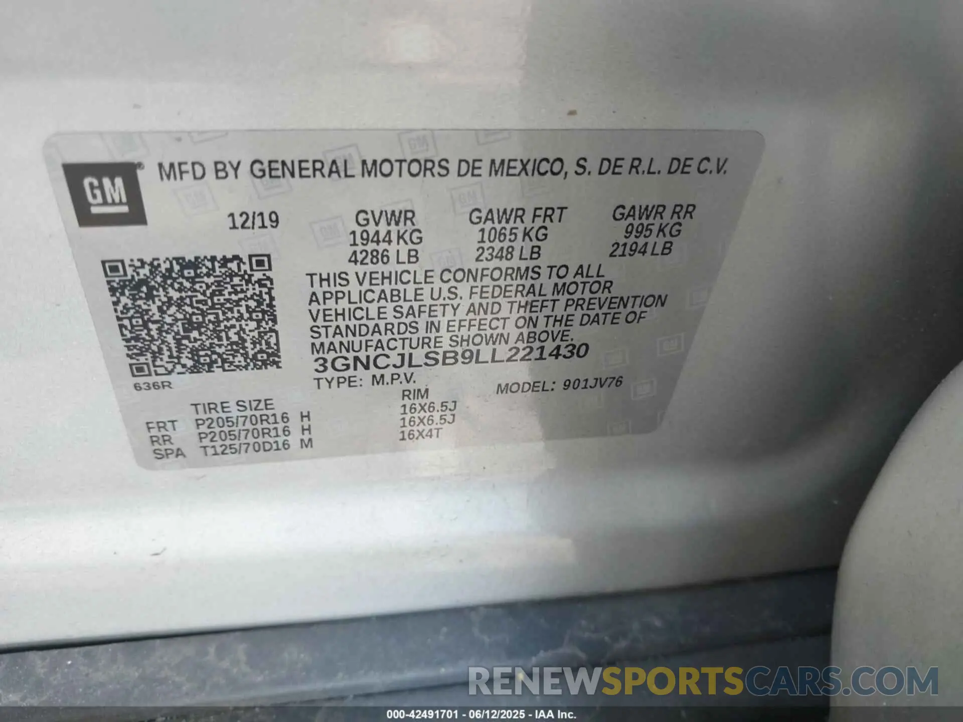 9 Photograph of a damaged car 3GNCJLSB9LL221430 CHEVROLET TRAX 2020