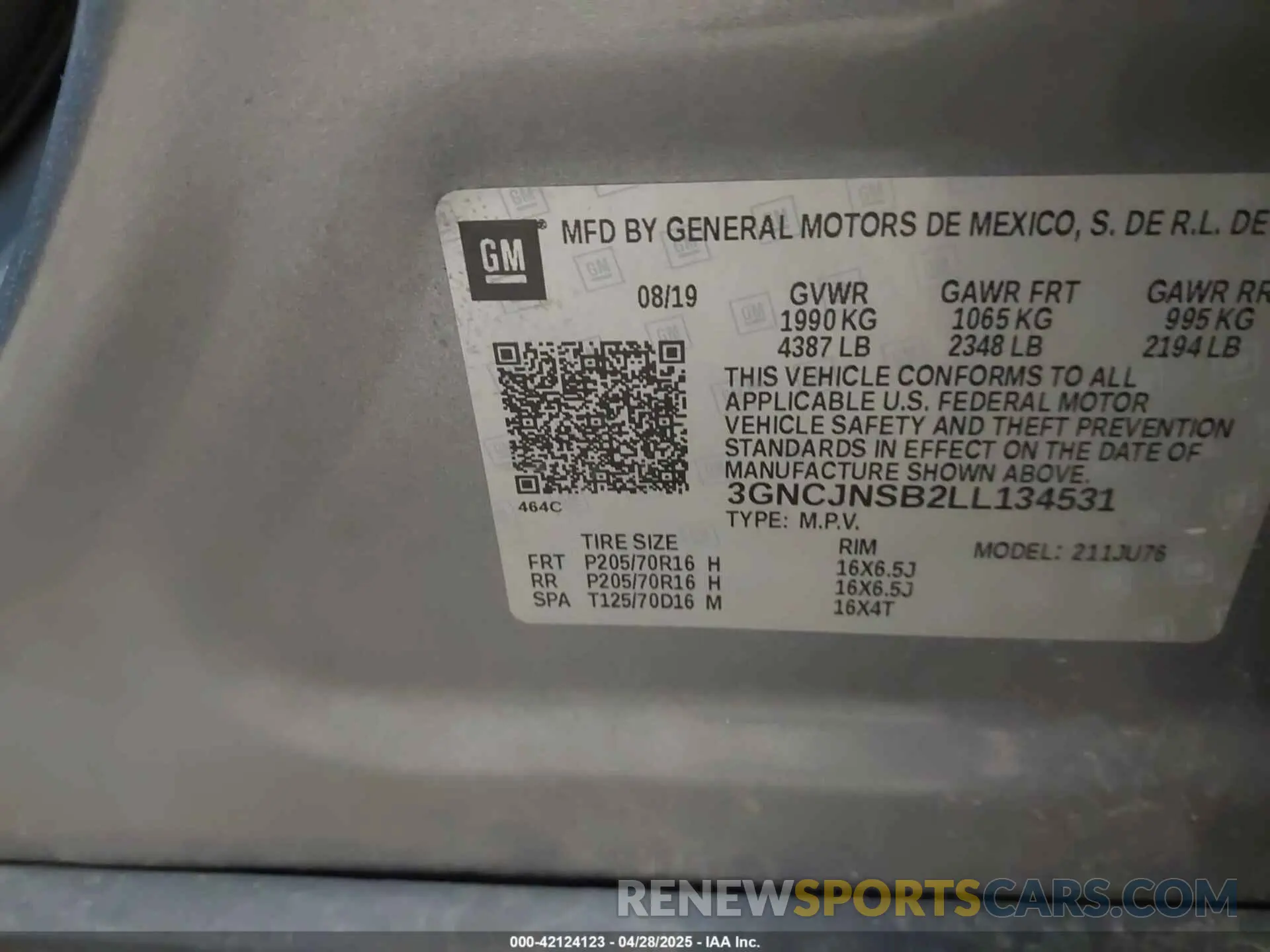 9 Photograph of a damaged car 3GNCJNSB2LL134531 CHEVROLET TRAX 2020