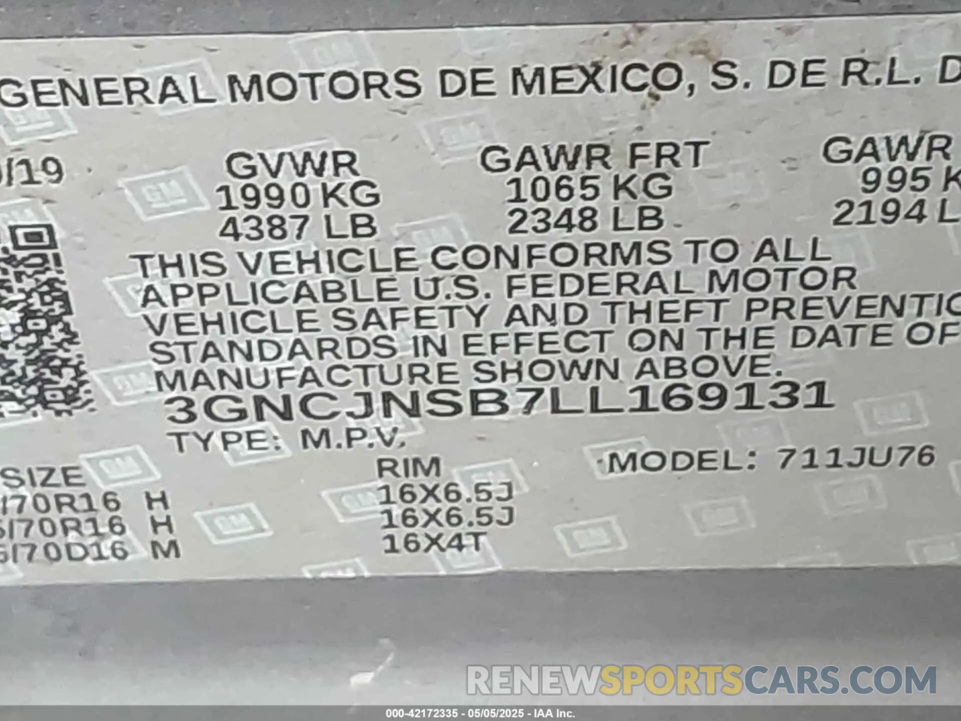 9 Фотография поврежденного автомобиля 3GNCJNSB7LL169131 CHEVROLET TRAX 2020