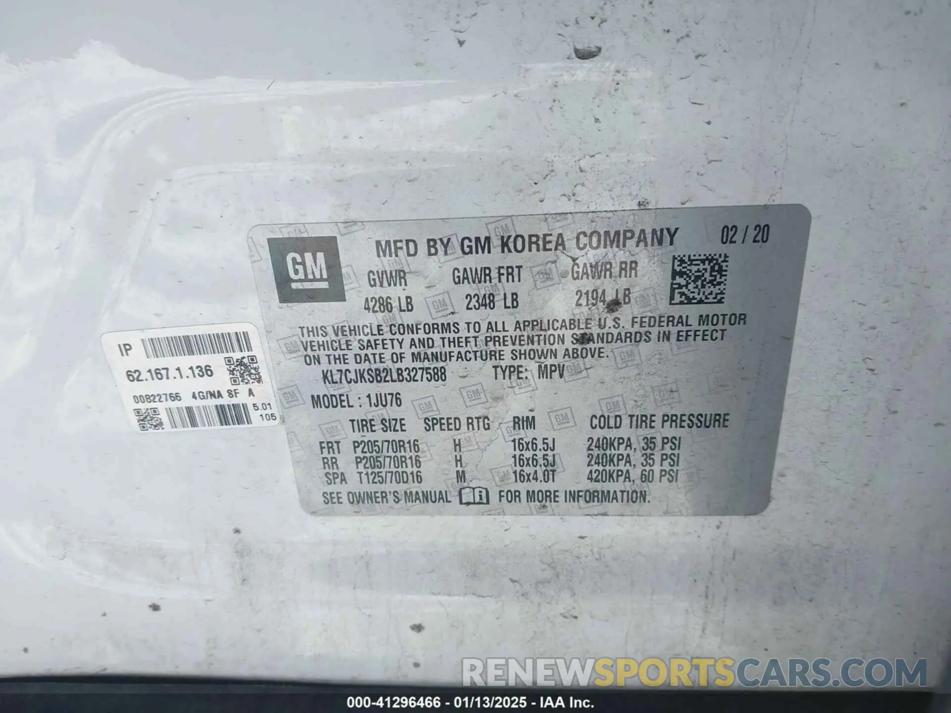 9 Фотография поврежденного автомобиля KL7CJKSB2LB327588 CHEVROLET TRAX 2020
