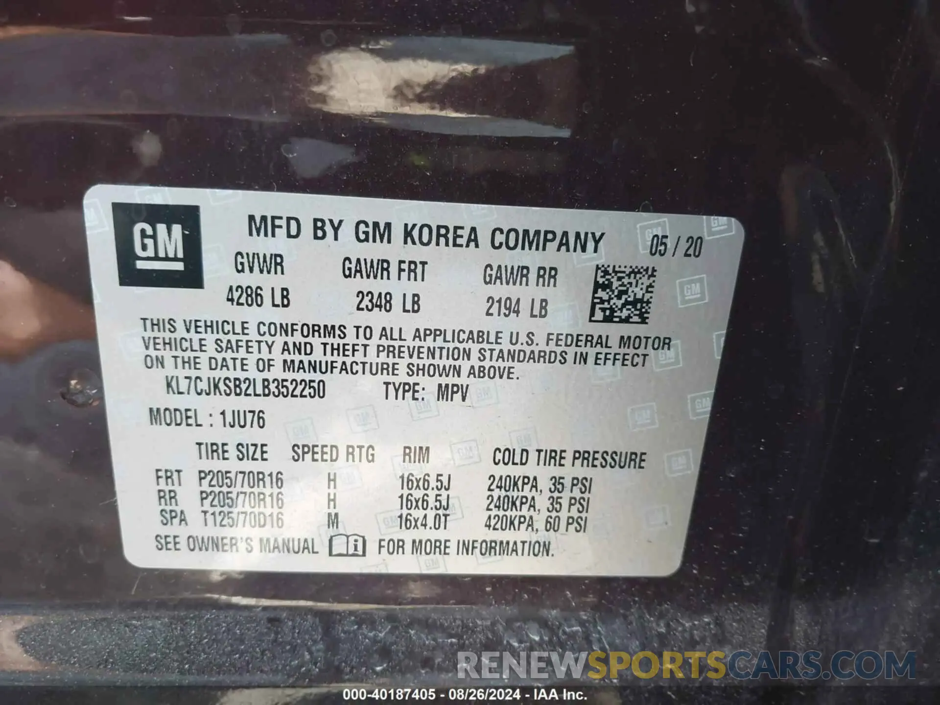 9 Photograph of a damaged car KL7CJKSB2LB352250 CHEVROLET TRAX 2020