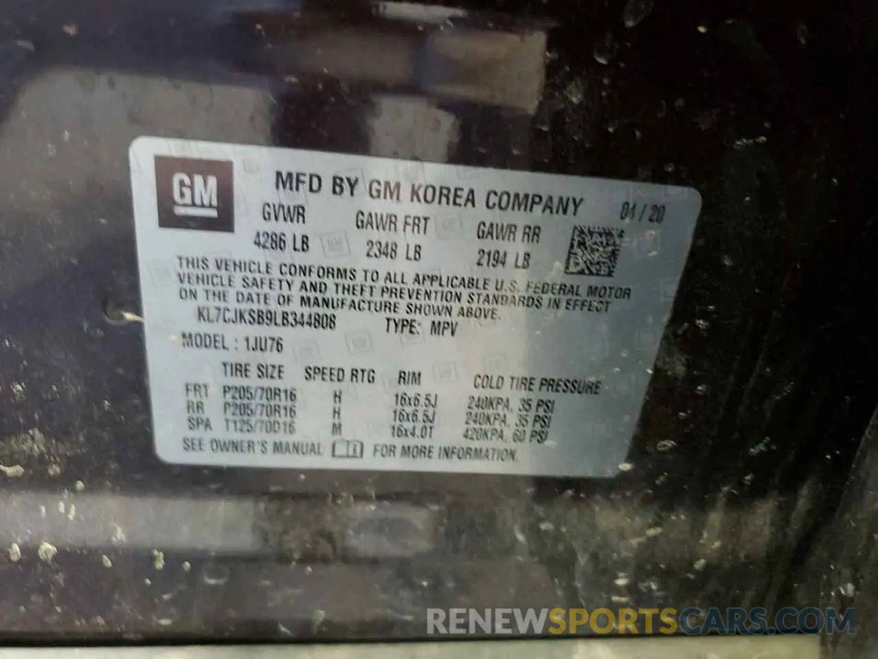 15 Photograph of a damaged car KL7CJKSB9LB344808 CHEVROLET TRAX 2020