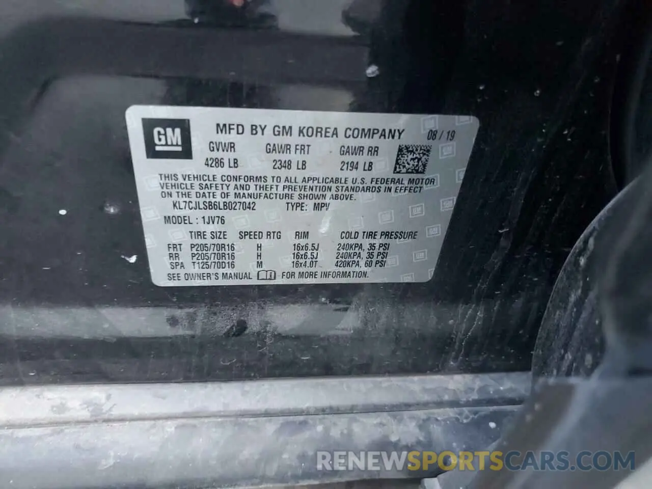 13 Photograph of a damaged car KL7CJLSB6LB027042 CHEVROLET TRAX 2020