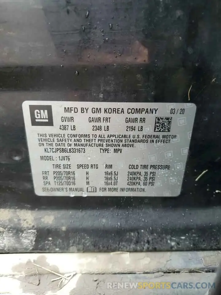 14 Фотография поврежденного автомобиля KL7CJPSB6LB331673 CHEVROLET TRAX 2020