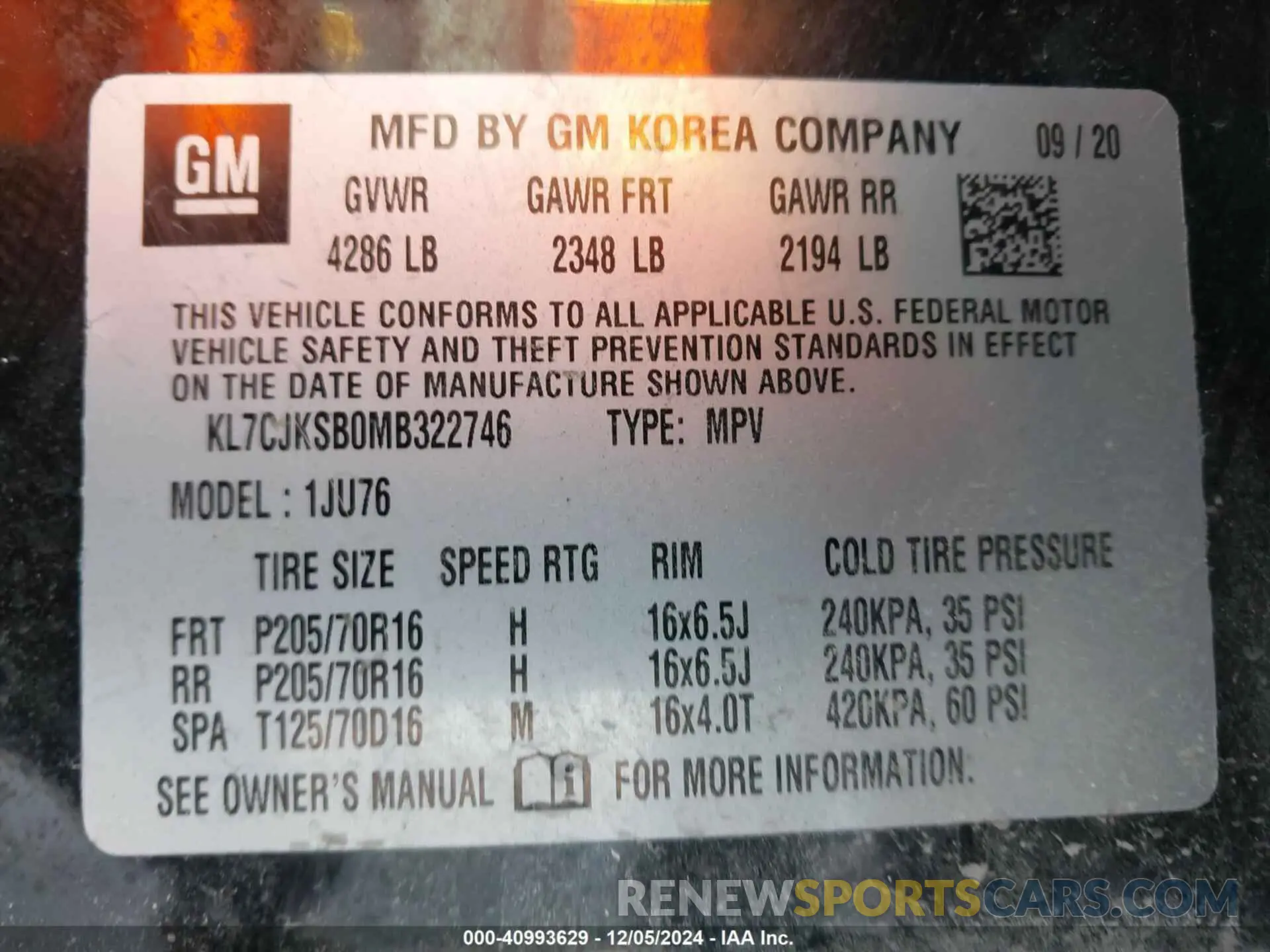 9 Фотография поврежденного автомобиля KL7CJKSB0MB322746 CHEVROLET TRAX 2021