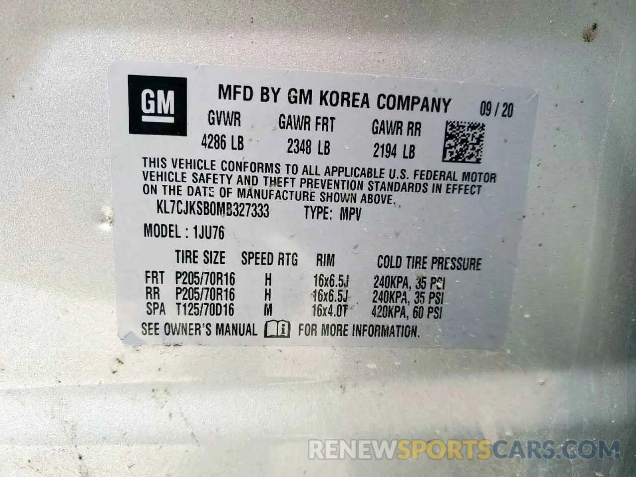 13 Photograph of a damaged car KL7CJKSB0MB327333 CHEVROLET TRAX 2021