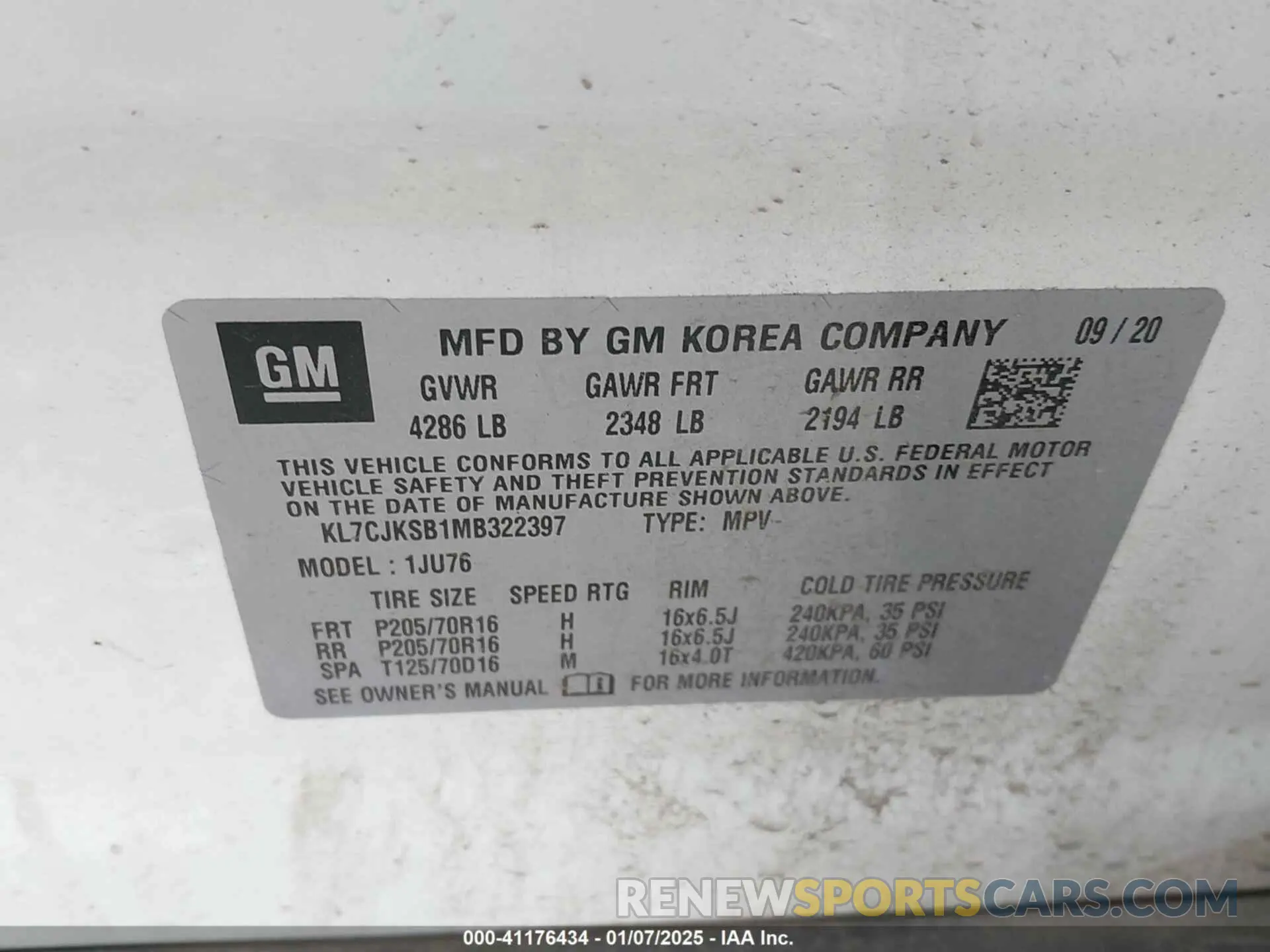 9 Фотография поврежденного автомобиля KL7CJKSB1MB322397 CHEVROLET TRAX 2021