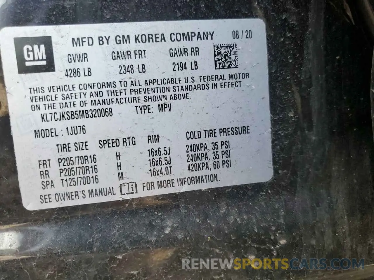 15 Photograph of a damaged car KL7CJKSB5MB320068 CHEVROLET TRAX 2021
