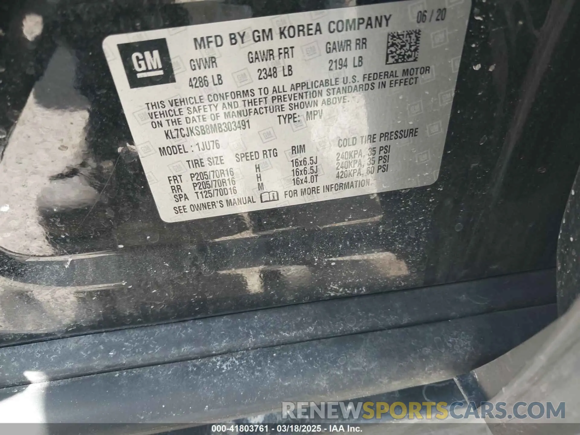 9 Photograph of a damaged car KL7CJKSB8MB303491 CHEVROLET TRAX 2021