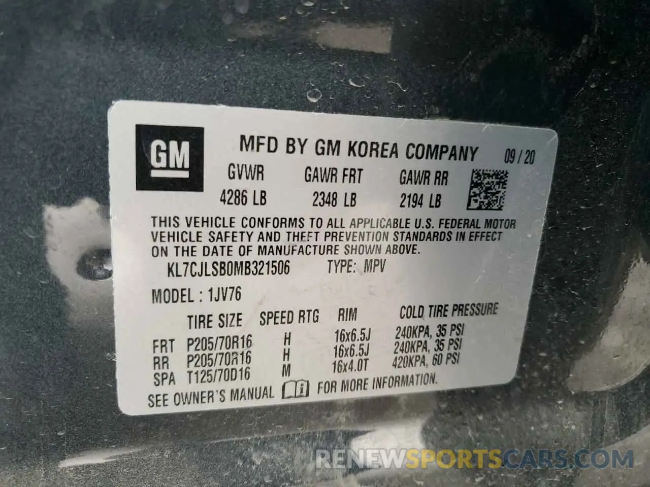 13 Photograph of a damaged car KL7CJLSB0MB321506 CHEVROLET TRAX 2021