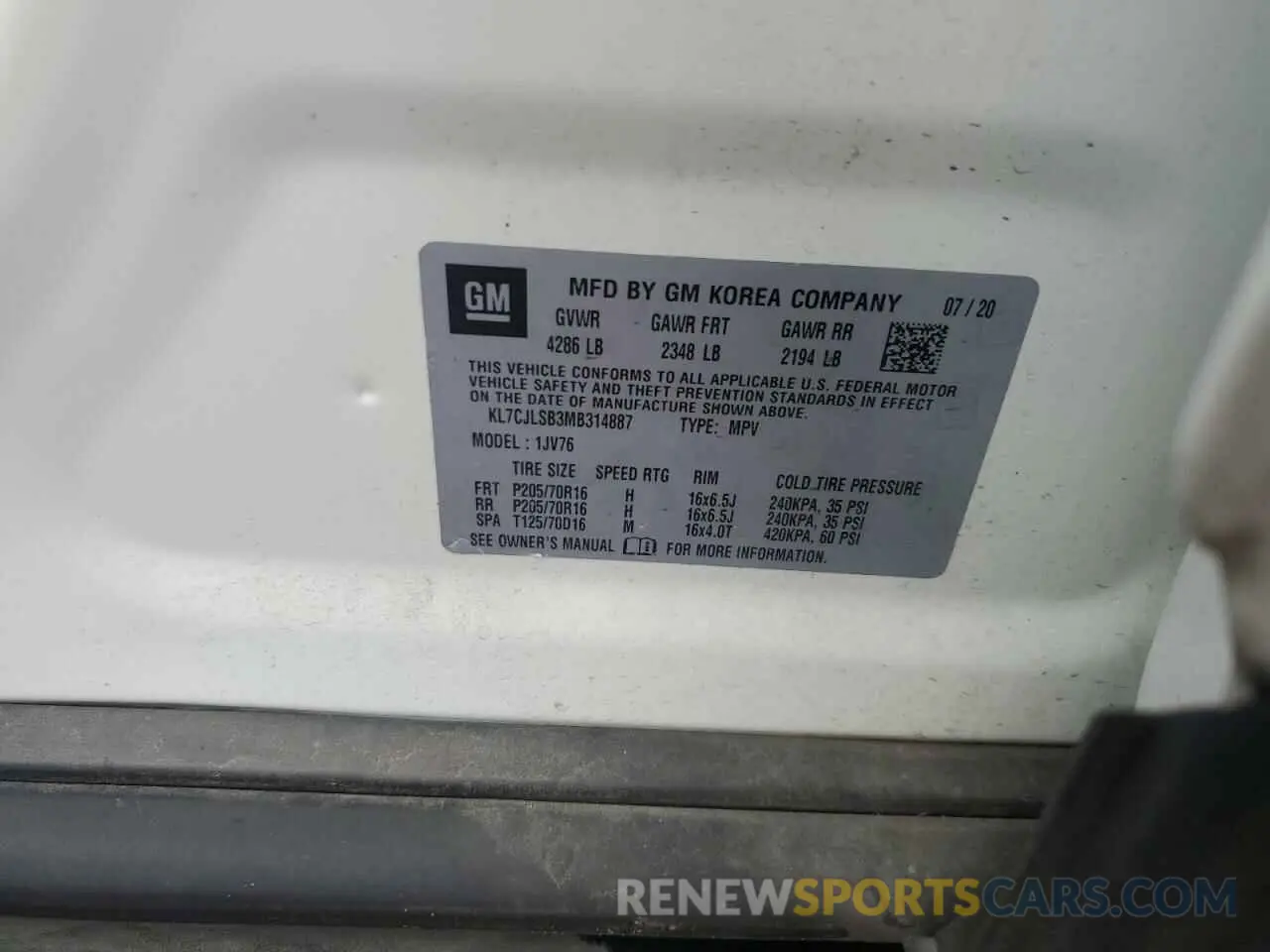 16 Фотография поврежденного автомобиля KL7CJLSB3MB314887 CHEVROLET TRAX 2021