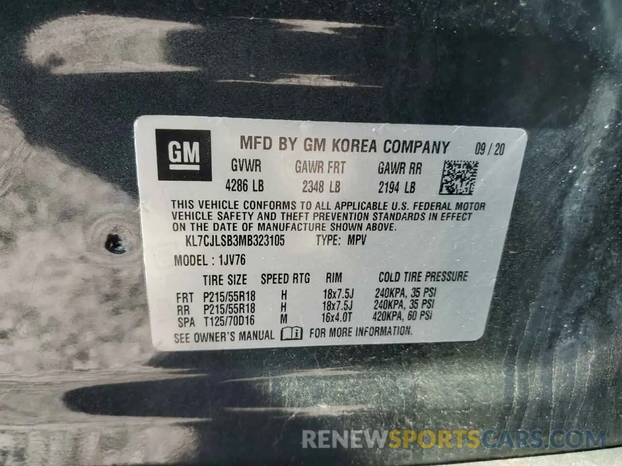 16 Фотография поврежденного автомобиля KL7CJLSB3MB323105 CHEVROLET TRAX 2021