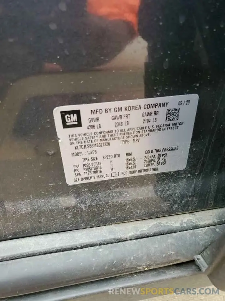 13 Фотография поврежденного автомобиля KL7CJLSB6MB327326 CHEVROLET TRAX 2021