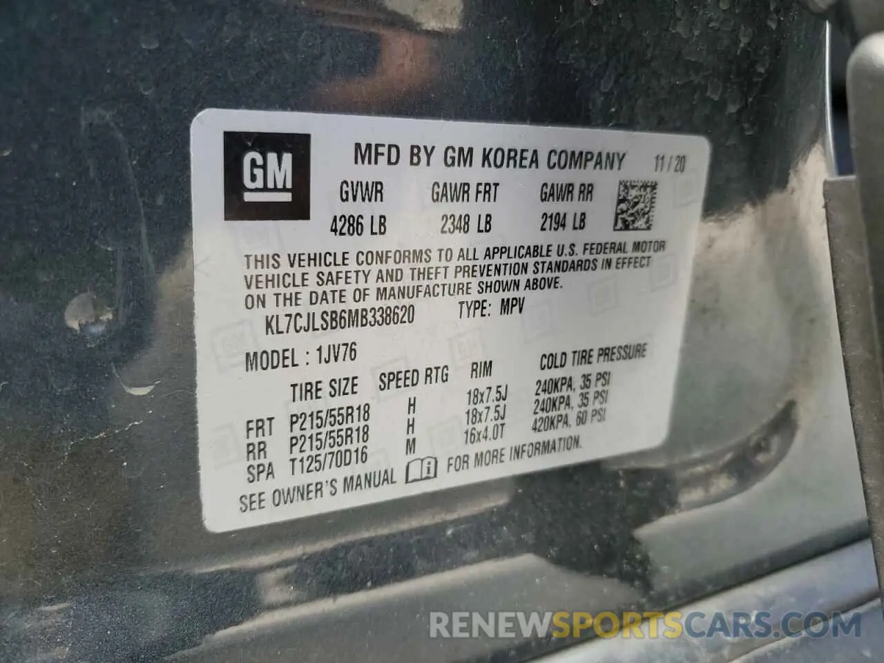 13 Photograph of a damaged car KL7CJLSB6MB338620 CHEVROLET TRAX 2021