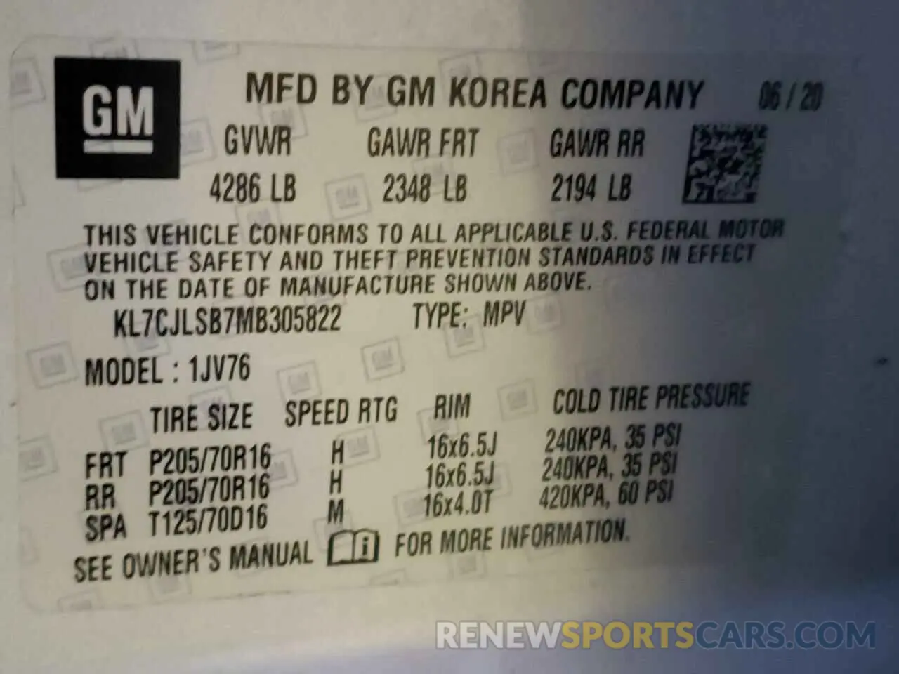 13 Photograph of a damaged car KL7CJLSB7MB305822 CHEVROLET TRAX 2021