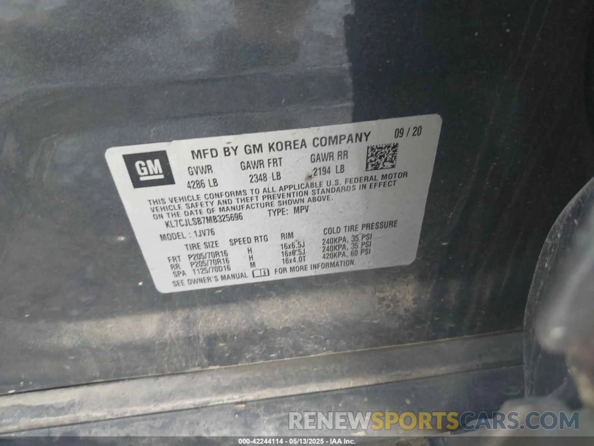 9 Photograph of a damaged car KL7CJLSB7MB325696 CHEVROLET TRAX 2021