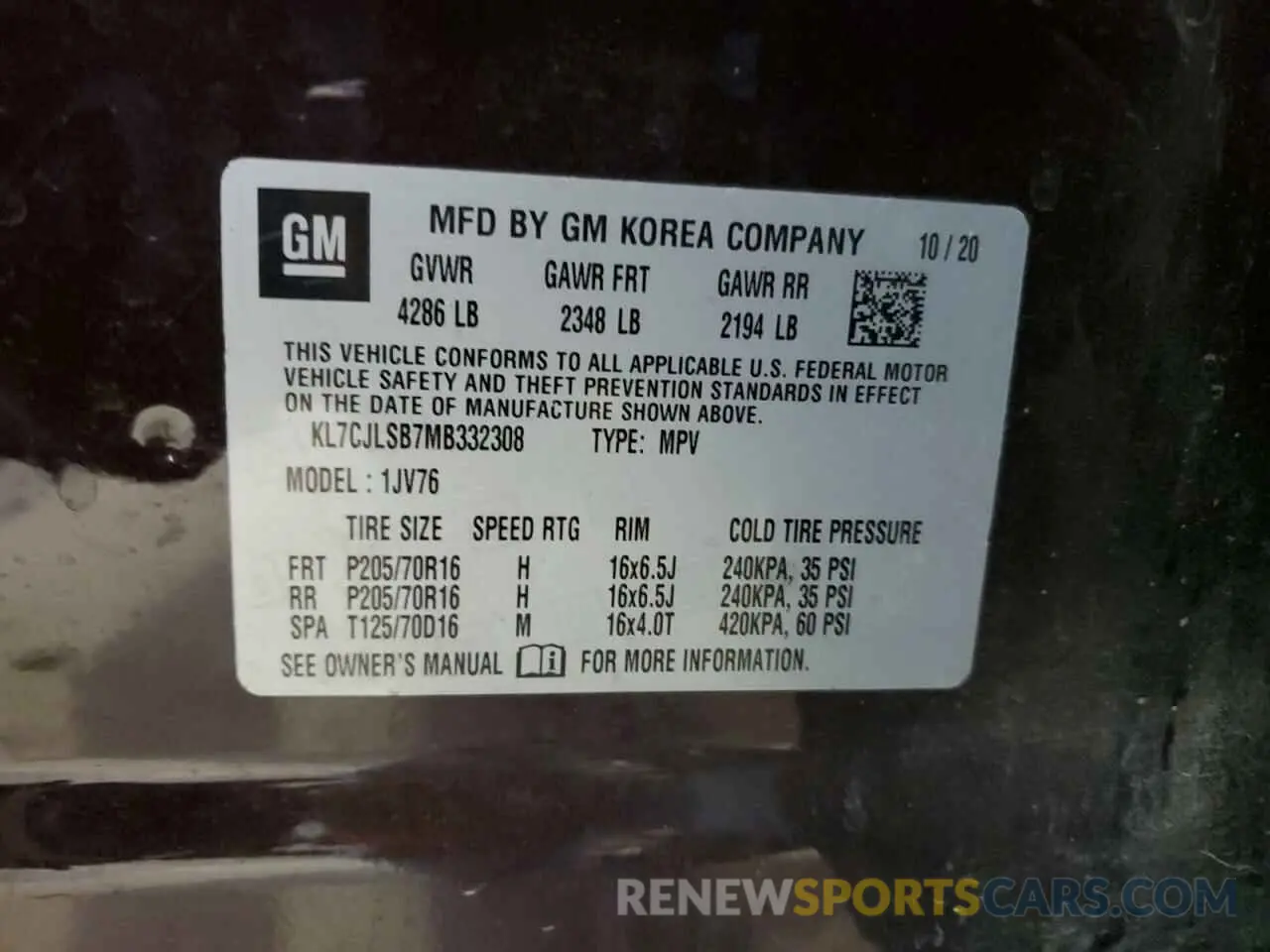 13 Фотография поврежденного автомобиля KL7CJLSB7MB332308 CHEVROLET TRAX 2021