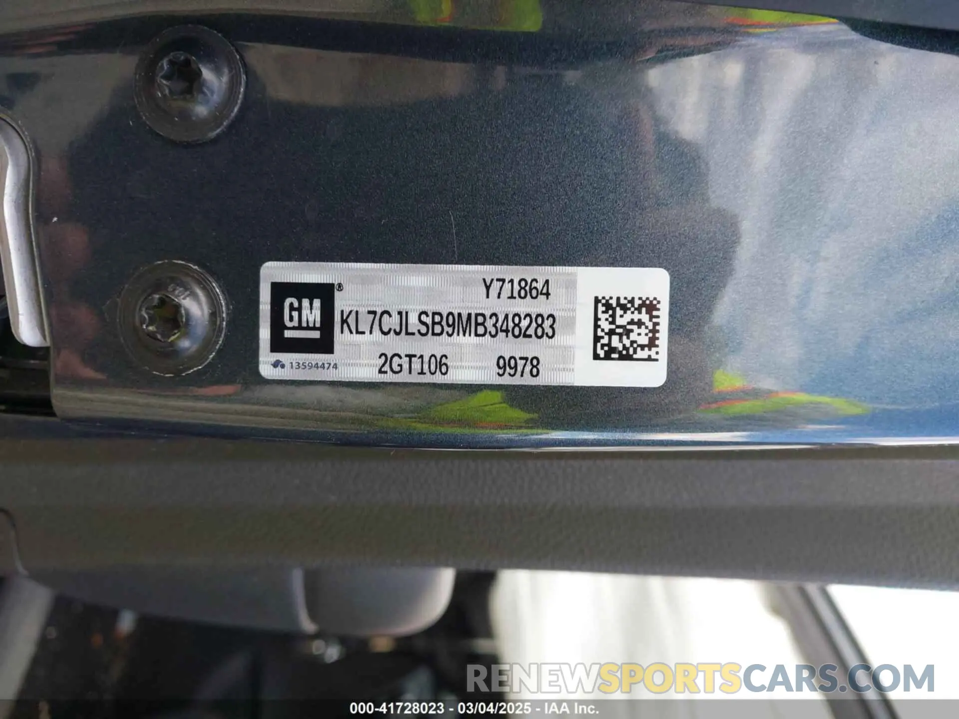 9 Photograph of a damaged car KL7CJLSB9MB348283 CHEVROLET TRAX 2021