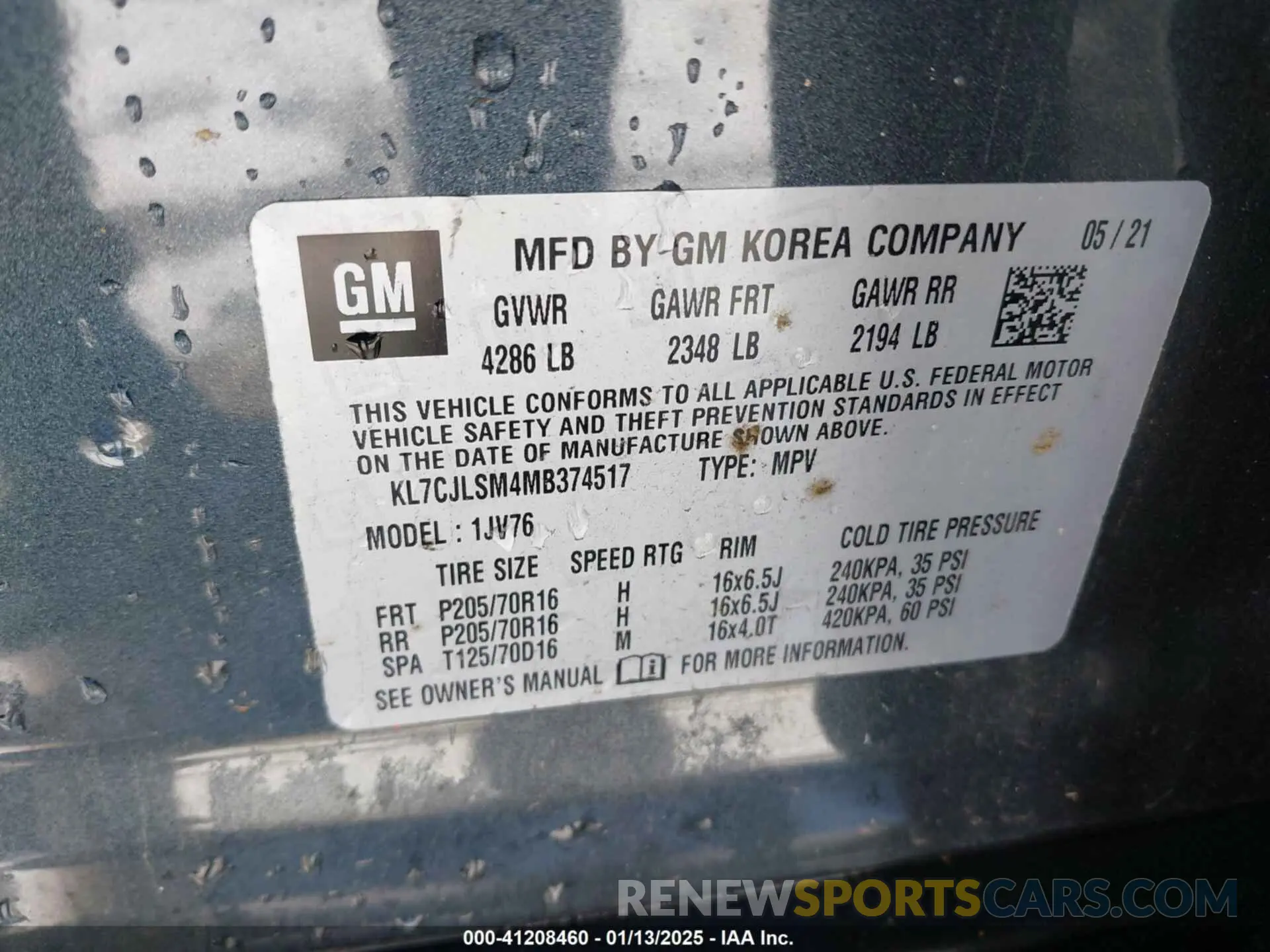 9 Фотография поврежденного автомобиля KL7CJLSM4MB374517 CHEVROLET TRAX 2021