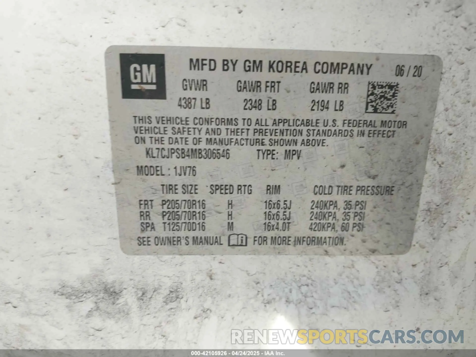 9 Фотография поврежденного автомобиля KL7CJPSB4MB306546 CHEVROLET TRAX 2021