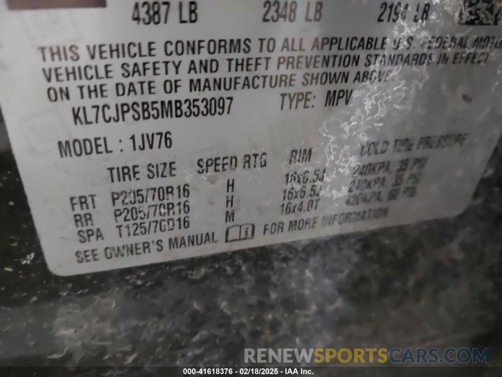 9 Photograph of a damaged car KL7CJPSB5MB353097 CHEVROLET TRAX 2021