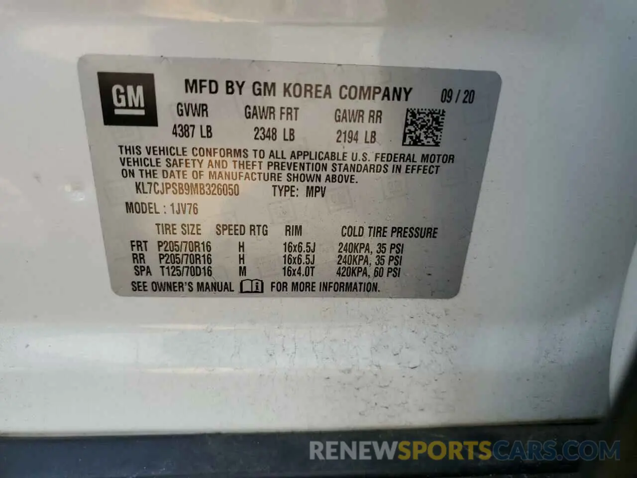 13 Фотография поврежденного автомобиля KL7CJPSB9MB326050 CHEVROLET TRAX 2021