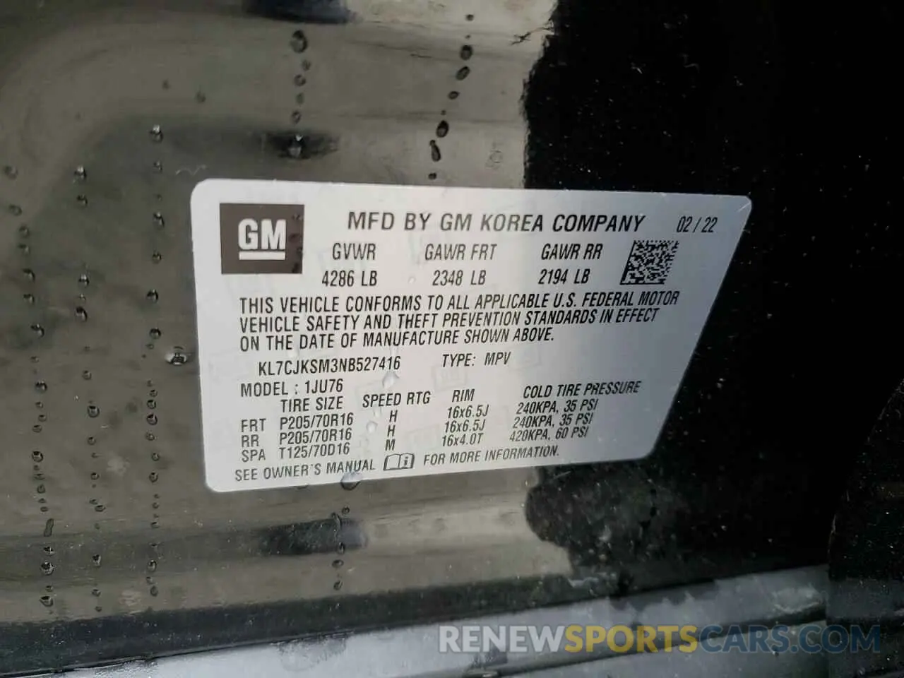 13 Фотография поврежденного автомобиля KL7CJKSM3NB527416 CHEVROLET TRAX 2022